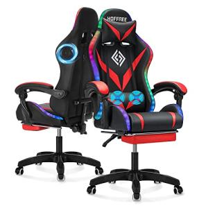 Ergonomic Gaming Chair with Speakers and LED Lights