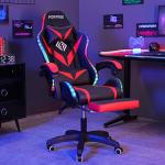 Ergonomic Gaming Chair with Speakers and LED Lights