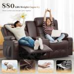 Massage Reclining Loveseat with Console and Cup Holders