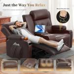 Massage Reclining Loveseat with Console and Cup Holders