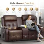 Massage Reclining Loveseat with Console and Cup Holders