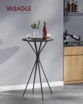 Stylish Black Round Bar Table Set of 2