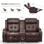 Massage Reclining Loveseat with Console and Cup Holders