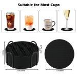 Silicone Coaster Set for Drinks – 8 Pcs Black