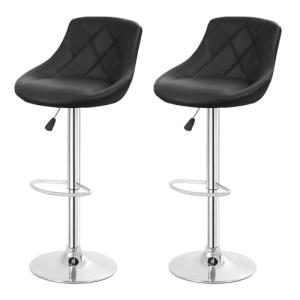 Adjustable Swivel Bar Stools Set of 2 Black