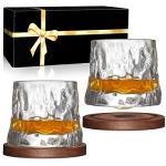 Whiskey Glasses Set with Coasters - 2 pcs