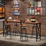 Industrial Bar Table with Power Outlet and Footrest