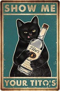 Funny Tito's Black Cat Man Cave Wall Art