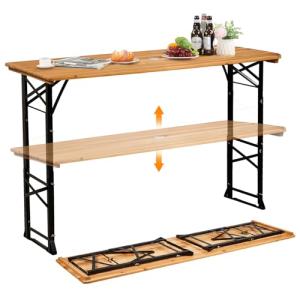 VINGLI 67" Folding Picnic Table with Umbrella Hole