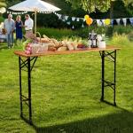 VINGLI 67" Folding Picnic Table with Umbrella Hole