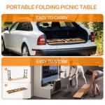 VINGLI 67" Folding Picnic Table with Umbrella Hole