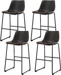 Set of 4 Modern Faux Leather Bar Stools