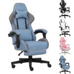 Ergonomic Blue Gaming Chair with Footrest and Support