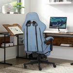 Ergonomic Blue Gaming Chair with Footrest and Support