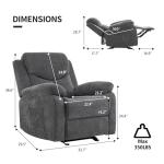 Dark Grey Rocker Recliner Chair with Massage