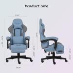 Ergonomic Blue Gaming Chair with Footrest and Support