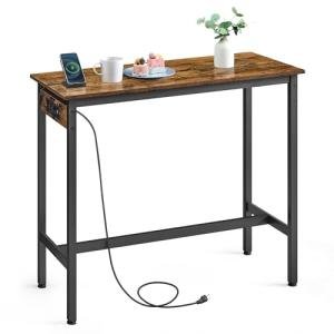 VASAGLE Narrow Bar Table with Charging Station