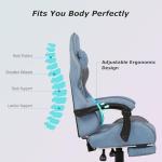 Ergonomic Blue Gaming Chair with Footrest and Support