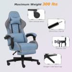 Ergonomic Blue Gaming Chair with Footrest and Support