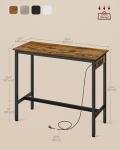 VASAGLE Narrow Bar Table with Charging Station