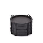Round Wooden Drink Coasters Set with Holder