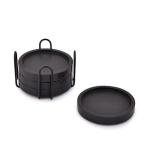 Round Wooden Drink Coasters Set with Holder