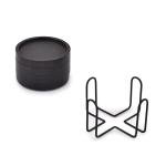 Round Wooden Drink Coasters Set with Holder