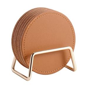 Stylish PU Leather Coaster Set with Holder