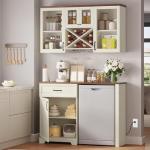 Wall-Mounted Coffee Bar Cabinet with Mini Fridge