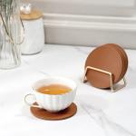 Stylish PU Leather Coaster Set with Holder