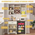 Wall-Mounted Coffee Bar Cabinet with Mini Fridge