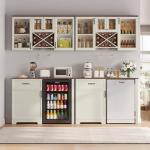 Wall-Mounted Coffee Bar Cabinet with Mini Fridge