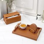 Stylish PU Leather Coaster Set with Holder