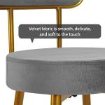 Set of 2 Grey Velvet Bar Stools with Backrest