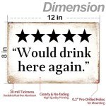 Funny 'Drink Here Again' Metal Bar Sign