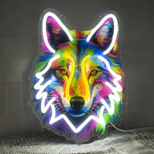 Wolf Neon Sign with Adjustable Brightness for Decor