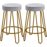 Velvet Round Bar Stools Set of 2 - Gray