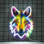 Wolf Neon Sign with Adjustable Brightness for Decor