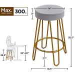 Velvet Round Bar Stools Set of 2 - Gray