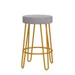 Velvet Round Bar Stools Set of 2 - Gray