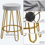 Velvet Round Bar Stools Set of 2 - Gray