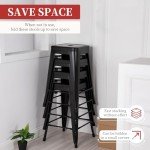 Set of 4 Black Metal Bar Stools 24