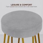 Velvet Round Bar Stools Set of 2 - Gray