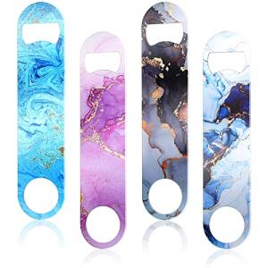 4-Pack Stainless Steel Bottle Openers - Marble Print