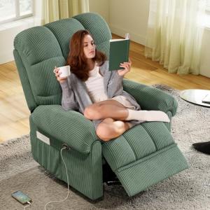Cozy Green Power Recliner Chair for Small Spaces