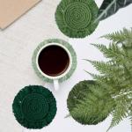 Boho Macrame Coasters - Handmade Green Set