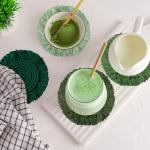 Boho Macrame Coasters - Handmade Green Set
