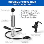 Silver 4” Keg Party Pump with Tap and Hose
