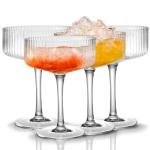 Set of 4 Vintage Ribbed Coupe Glasses
