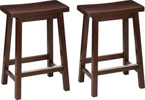 Walnut Saddle-Seat Barstools with Footrest - 24-Inch